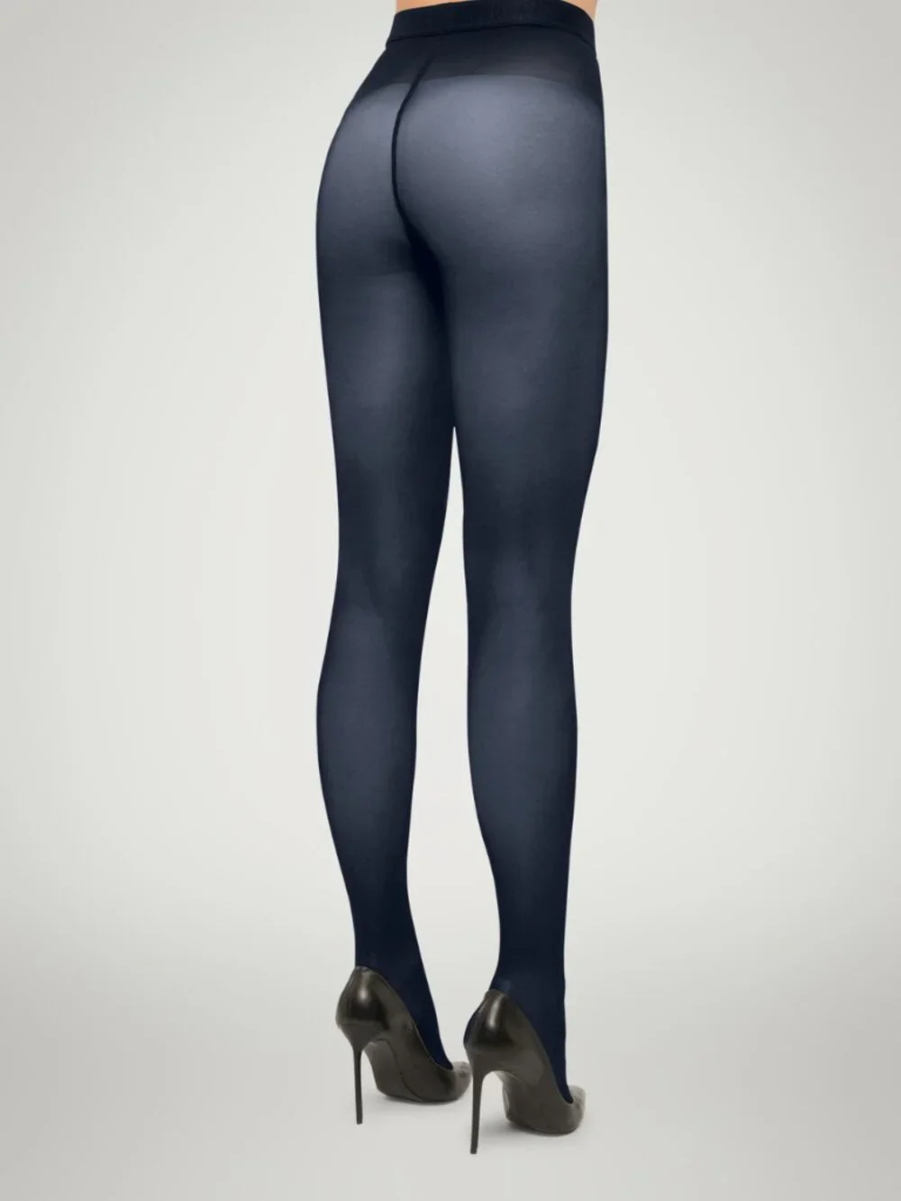 $80 Wolford Synergy 40 Denier Leg Support Tight Navy Blue Compression Shimmer XS